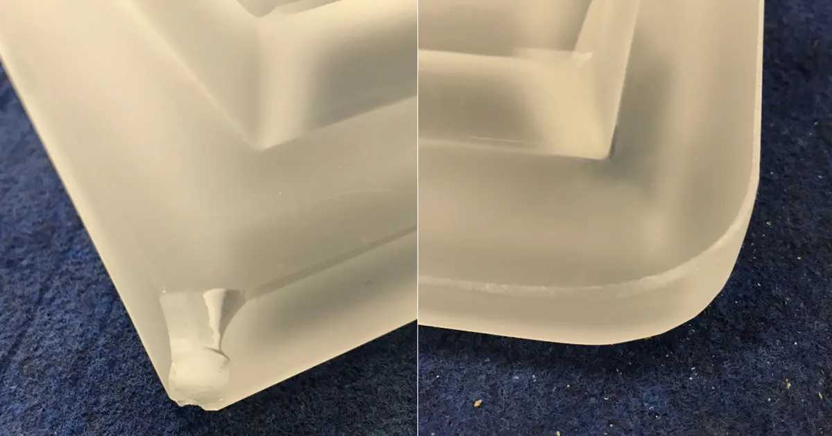 detail bord poli vase verre ebreche reparation artisan verrier Colmar